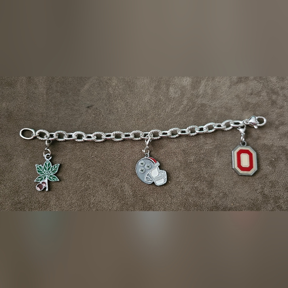 Charm Sliver Plated Homemade Bracelet OSU